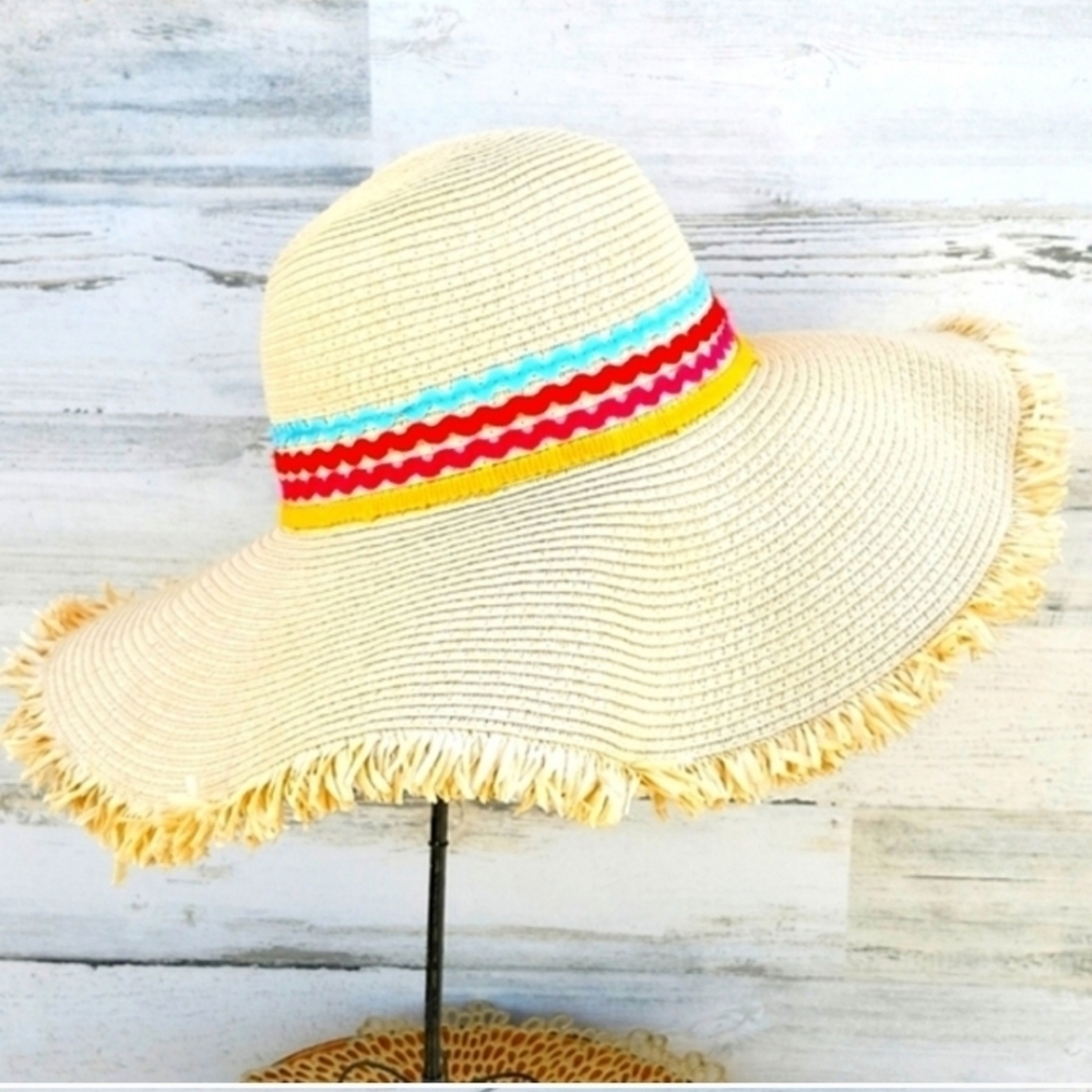 Shiraleah Alexis Natural Wide Flopy Brim Straw Woven Sun Hat Packable Beach Euro